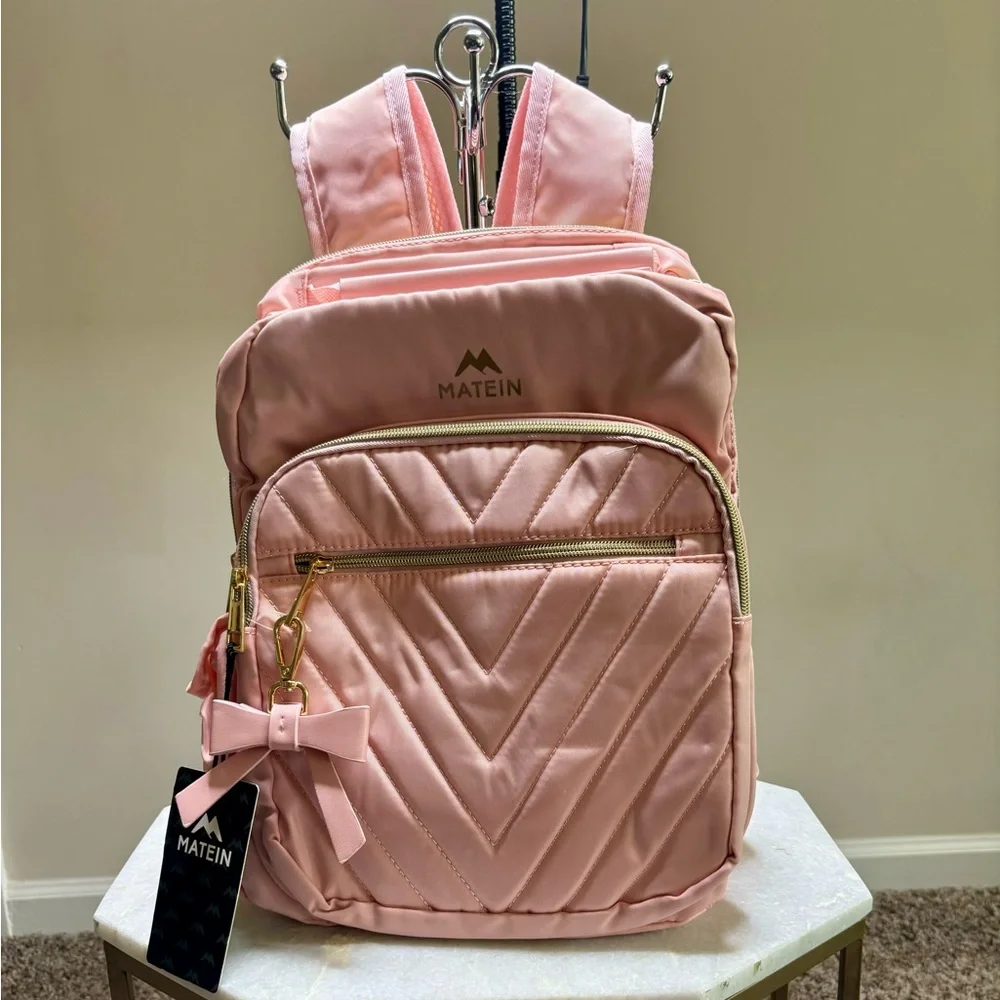 Pink Quilted Backpack - Picture 1 of 3